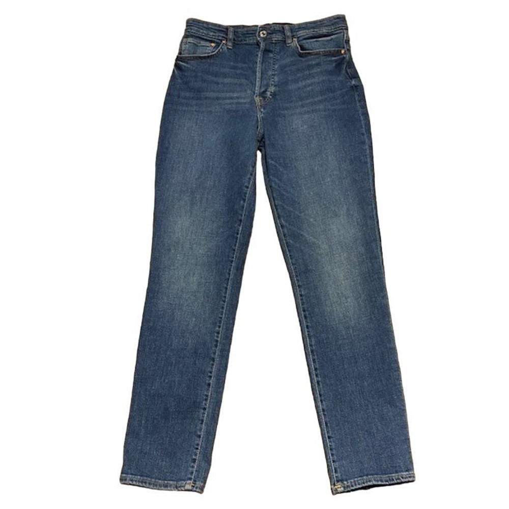 & Denim Mom Jeans Women's 8 Blue Straight Leg High‎ Rise Button Fly - Picture 10 of 10